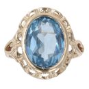 9ct Yellow Gold Blue Topaz Single Stone Ring