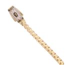 14ct Yellow Gold Monaco Cube Plain Pave Lock Bracelet 7.5"