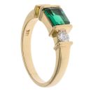 18ct Yellow Gold 0.25ct Diamond And Created Emerald Ring