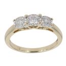 9ct Yellow Gold 0.50ct Brilliant Cut Diamond Trilogy Ring
