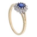 9ct Yellow Gold Blue Gemstone And Cubic Zirconia Cluster Ring