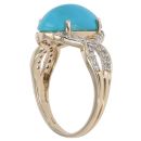 9ct Yellow Gold Turquoise And Cubic Zirconia Ring