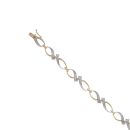 9ct Yellow Gold 0.10ct Brilliant Cut Diamond Fancy Bracelet 7"