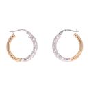 9ct Yellow And White Gold Half Textured Hoop Earrings