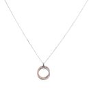 9ct White And Rose Gold Cubic Zirconia Circles Pendant And Chain 18"