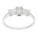 9ct White Gold Three Stone Moissanite Ring