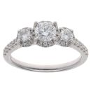14ct White Gold 1.00ct Brilliant Cut Diamond Trilogy Ring