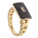 14ct Yellow Gold Monaco Classic Black Cubic Zirconia Pave Ring