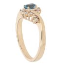 9ct Yellow Gold 0.15ct Diamond And Blue Gemstone Twist Dress Ring