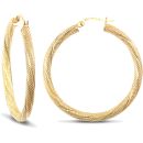 9ct Yellow Gold Frosted Hoop Earrings