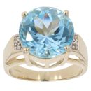 9ct Yellow Gold 0.05ct Diamond And Blue Topaz Single Stone Ring