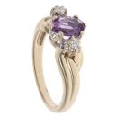 9ct Yellow Gold 0.10ct Diamond and Amethyst Ring
