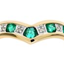 9ct Yellow Gold Emerald and Diamond Wishbone Ring