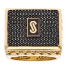 14ct Yellow Gold Monaco Classic Black Cubic Zirconia Signet Ring