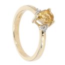 9ct Yellow Gold Created Citrine and Diamond Dress Ring
