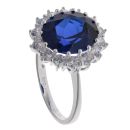 Silver Cubic Zirconia And Blue Gemstone Cluster Ring By Icesia