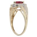 9ct Yellow and White Gold 0.05ct Diamond and Created Ruby Heart Cluster Ring