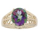 9ct Yellow Gold Mystic Topaz Single Stone Ring