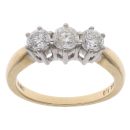 18ct Yellow Gold 1.00ct Brilliant Cut Diamond Trilogy Ring