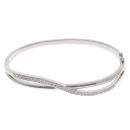 9ct White Gold 0.33ct Brilliant Cut Diamond Cut Bangle