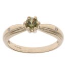 9ct Yellow Gold Peridot and 0.02ct Diamond Single Stone Ring