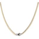 14ct Yellow Gold Monaco Classic Pave Lock Curb Chain 18"