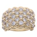 9ct Yellow Gold Cubic Zirconia Five Row Keeper Ring