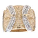 9ct Yellow And White Gold Cubic Zirconia Double Buckle Ring