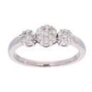 18ct White Gold 0.33ct Diamond Triple Cluster Ring