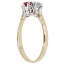 9ct Yellow Gold Cubic Zirconia and Red Gemstone Three Stone Ring