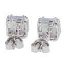 Silver Cubic Zirconia Cluster Stud Earrings by Icesia