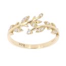 9ct Yellow Gold Cubic Zirconia Vine Twist Ring