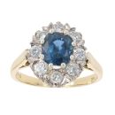 18ct Yellow Gold 0.70ct Diamond And Sapphire Cluster Ring