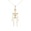 9ct Yellow Gold Movable Skeleton Pendant And Chain 18"