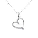 Silver Cubic Zirconia Heart Pendant And Chain by Icesia