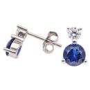 Silver White And Blue Cubic Zirconia Stud Earrings By Icesia