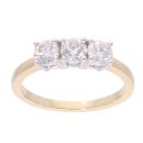 18ct Yellow Gold 0.90ct Diamond Trilogy Ring