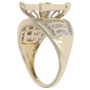 9ct Yellow Gold 2.00ct Princess, Brilliant And Baguette Cut Diamond Cluster Ring