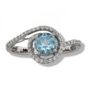 9ct White Gold Blue Topaz And Cubic Zirconia Swirl Ring