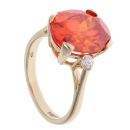 9ct Yellow Gold Orange Gemstone And Cubic Zirconia Ring