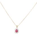 18ct Yellow Gold 0.30ct Diamond And Ruby Cluster Pendant And Chain 18"