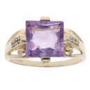 9ct Yellow Gold Amethyst And Cubic Zirconia Ring