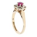 9ct Yellow Gold Ruby and 0.25ct Diamond Cluster Ring