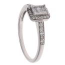 9ct White Gold 0.35ct Princess And Brilliant Cut Diamond Cluster Ring