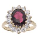 9ct Yellow Gold Garnet And Cubic Zirconia Cluster Ring