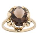 9ct Yellow Gold Smoky Quartz Single Stone Ring