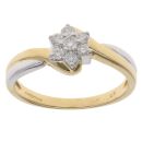 18ct Yellow And White Gold 0.25ct Brilliant Cut Diamond Cluster Twist Ring