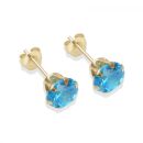 9ct yellow gold 6mm blue CZ stud Earrings