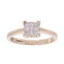 9ct Yellow Gold 0.50ct Diamond Square Cluster Ring