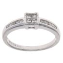 18ct White Gold 0.25ct Princess And Brilliant Cut Diamond Cluster Ring